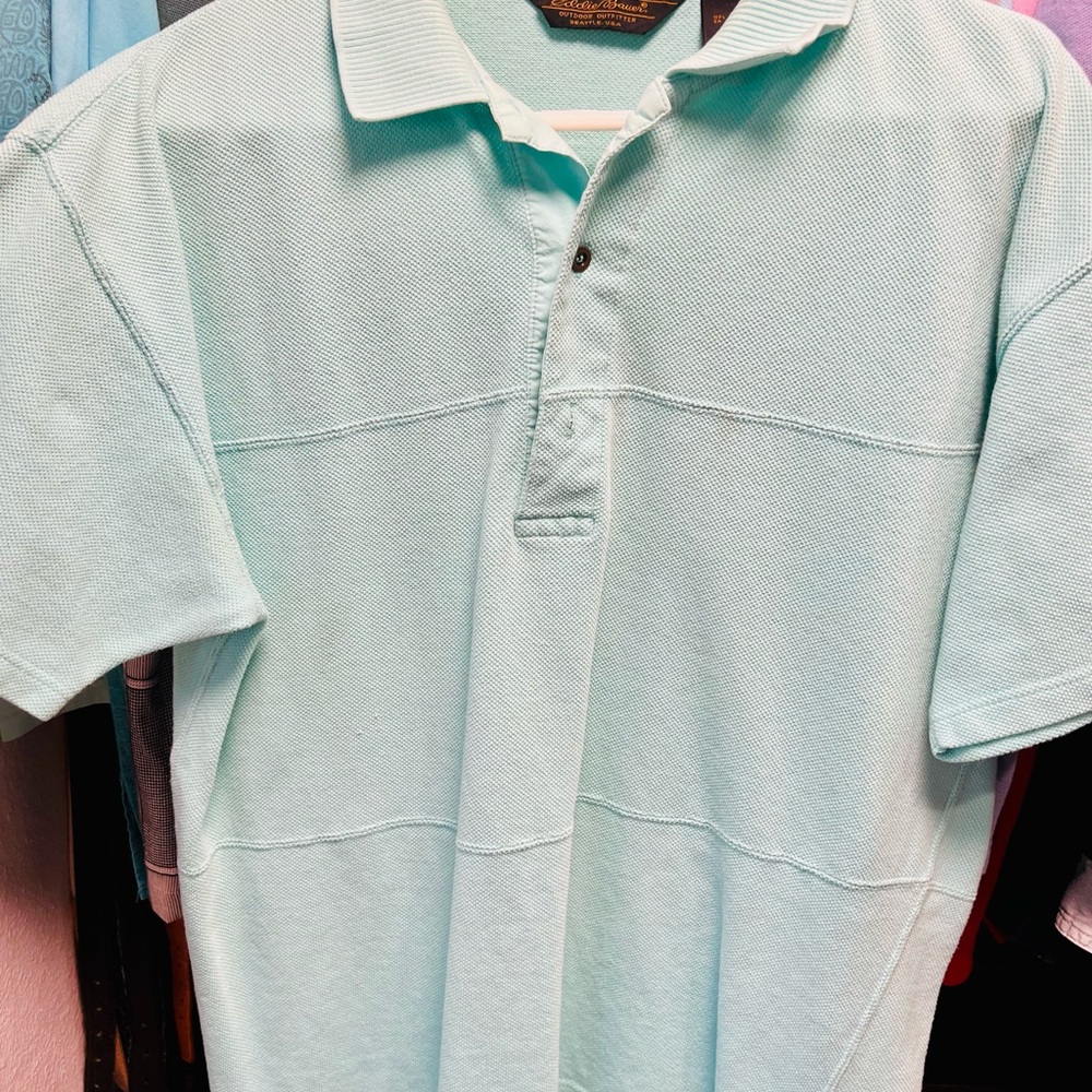 Eddie Bauer Men's Aqua Polo Shirt